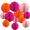 Jolof Store Paper Honeycomb Balls – 12pc Pink & Orange Party Decorations