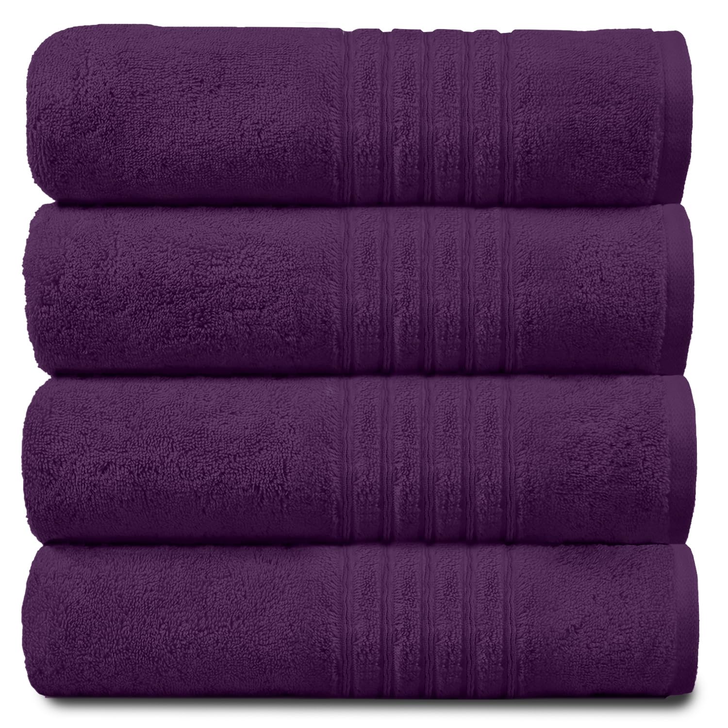 GC Gaveno Cavailia Hampton Bath Towel Set | 100% Cotton Purple 4PK