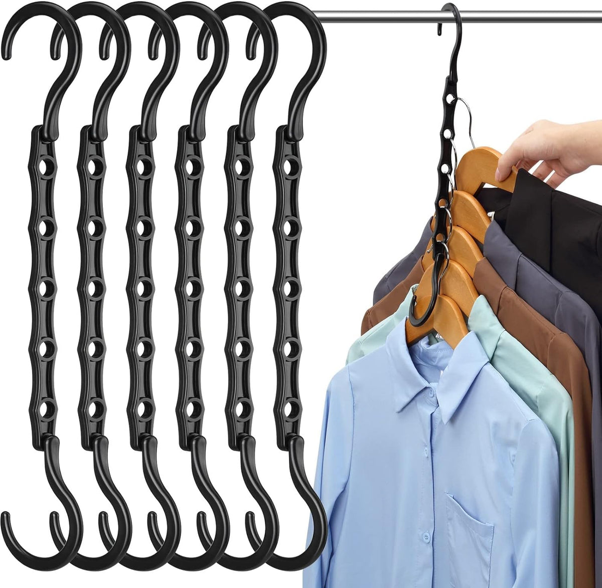Eupako 12 Pack Space Saving Hangers, Black Closet Organizers and Storage - image 1
