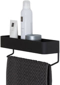 Sealskin Brix Wall Tray with Towel Rail – Black Metal Industrial Shelf