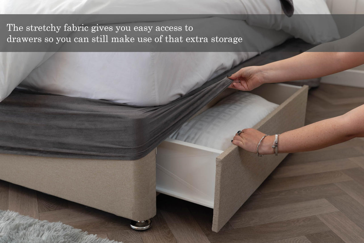 Belledorm 19" Extra Deep Base Wrap Valance Sheet - Transforms a drab looking bed base divan - Luxury Faux Suede Cloud, King - image 5