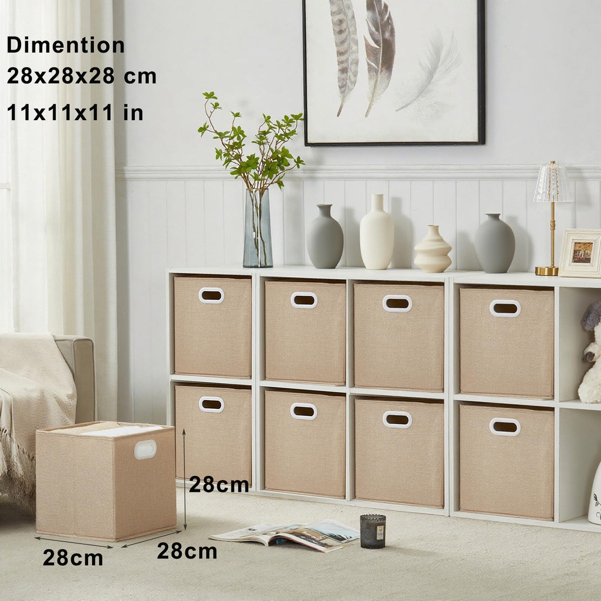 Mangata Cube Storage Boxes 28x28x28cm, Light Khaki, 3Pcs