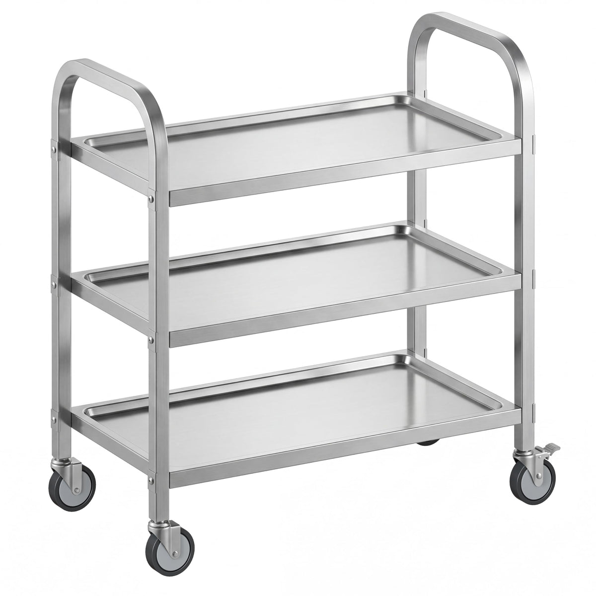 3 Tier Stainless Steel Cart, Rolling Catering Storage Cart 95x50x95cm