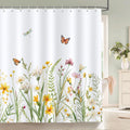 Bonhause Spring Floral Shower Curtain | Yellow Wildflower Polyester