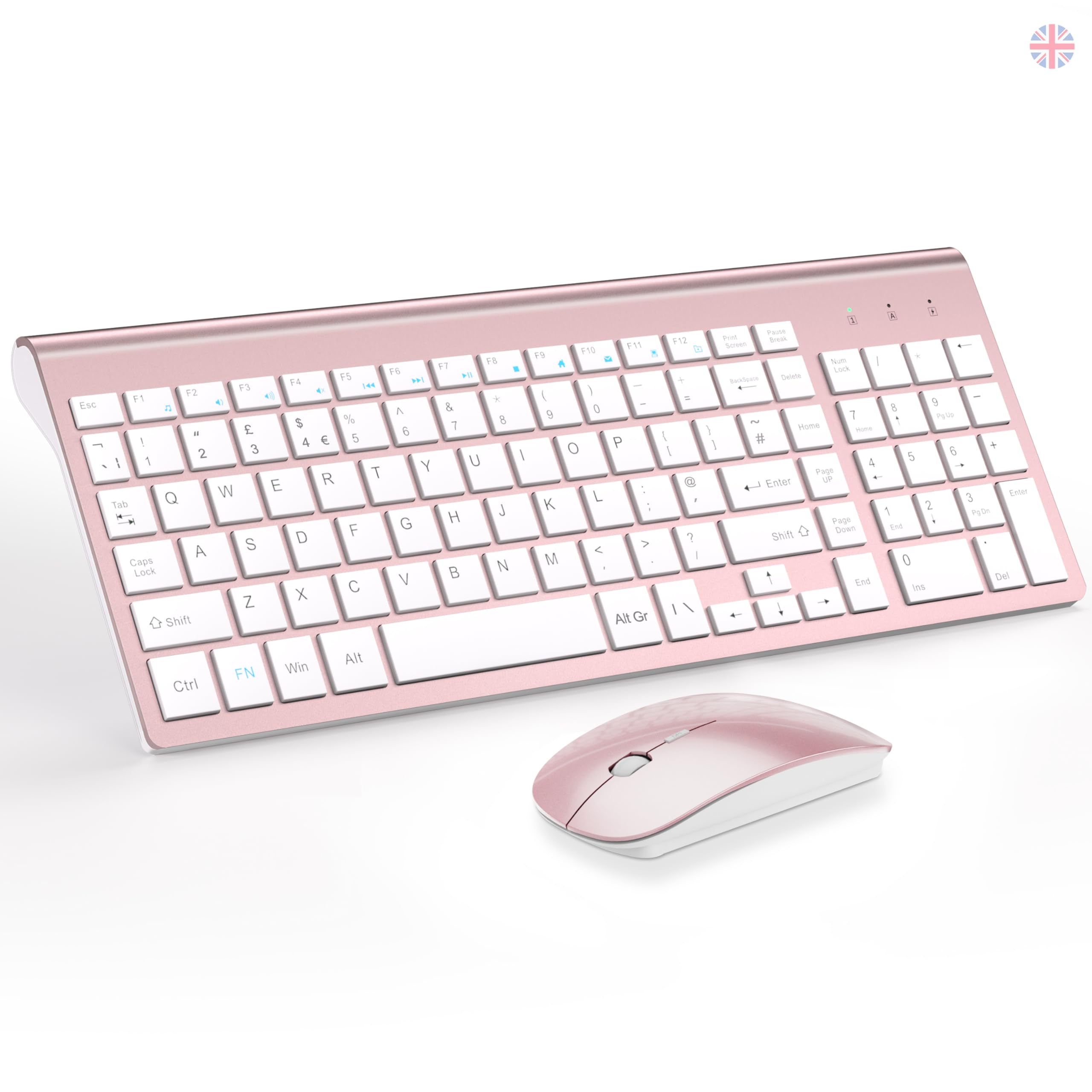 TopMate Wireless Keyboard and Mouse Combo – Ultra Slim Silent Set, Rose Gold