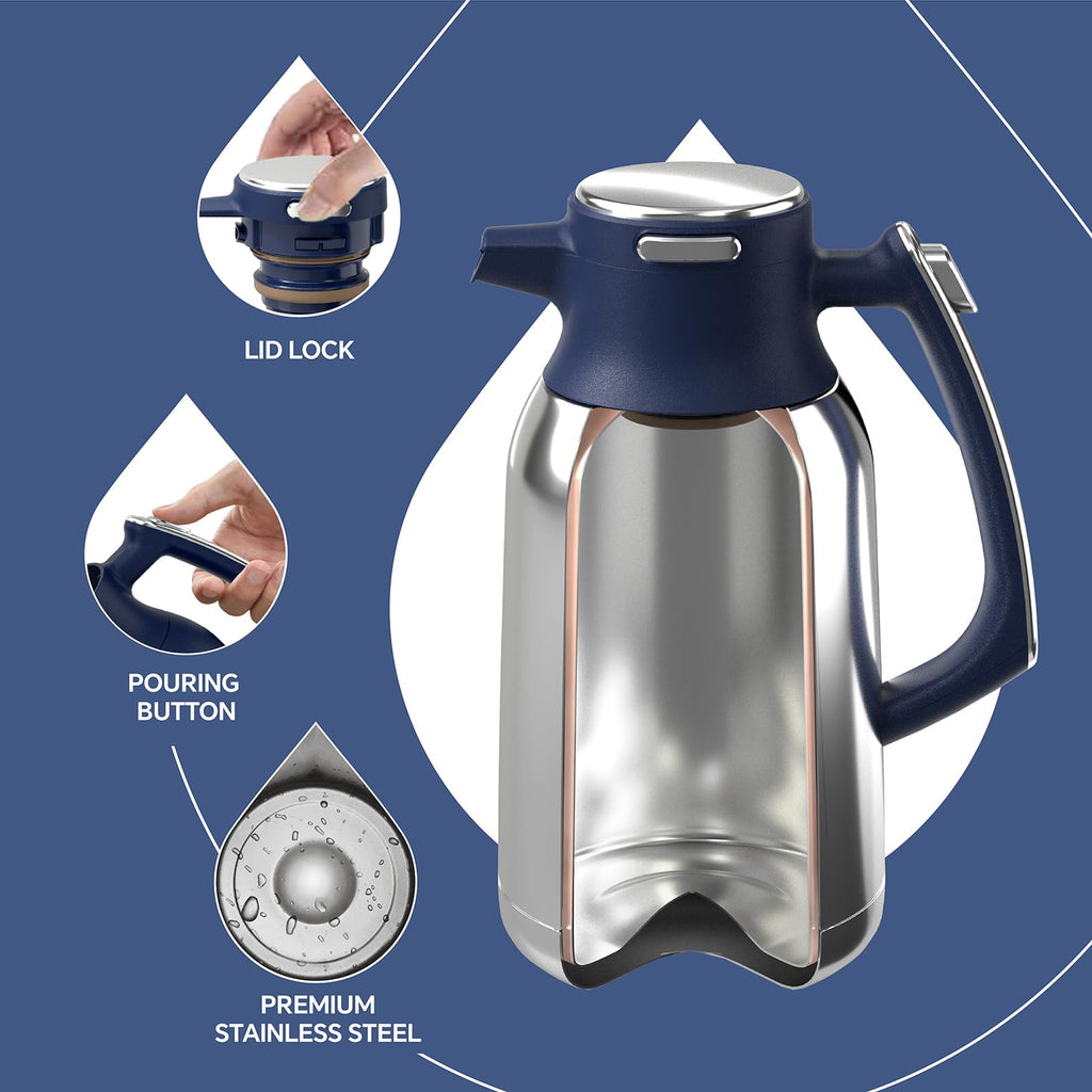 IDEUS 68oz Vacuum Insulated Coffee Carafe | Stainless Steel Thermal Pot