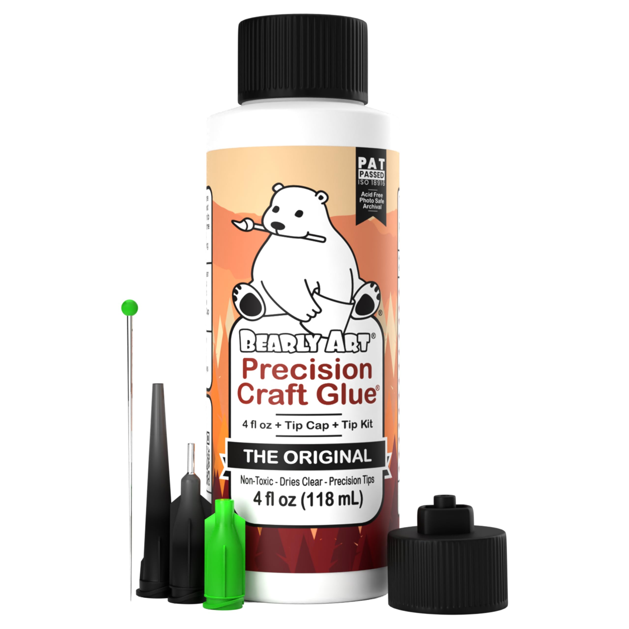 Bearly Art Precision Craft Glue – 4oz Clear Adhesive with Tip Kit