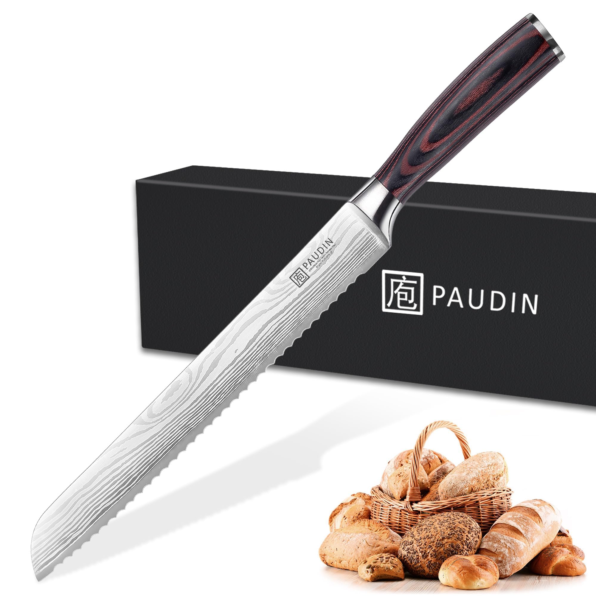 PAUDIN 10-Inch Bread Knife – Serrated German Stainless Steel Slicer