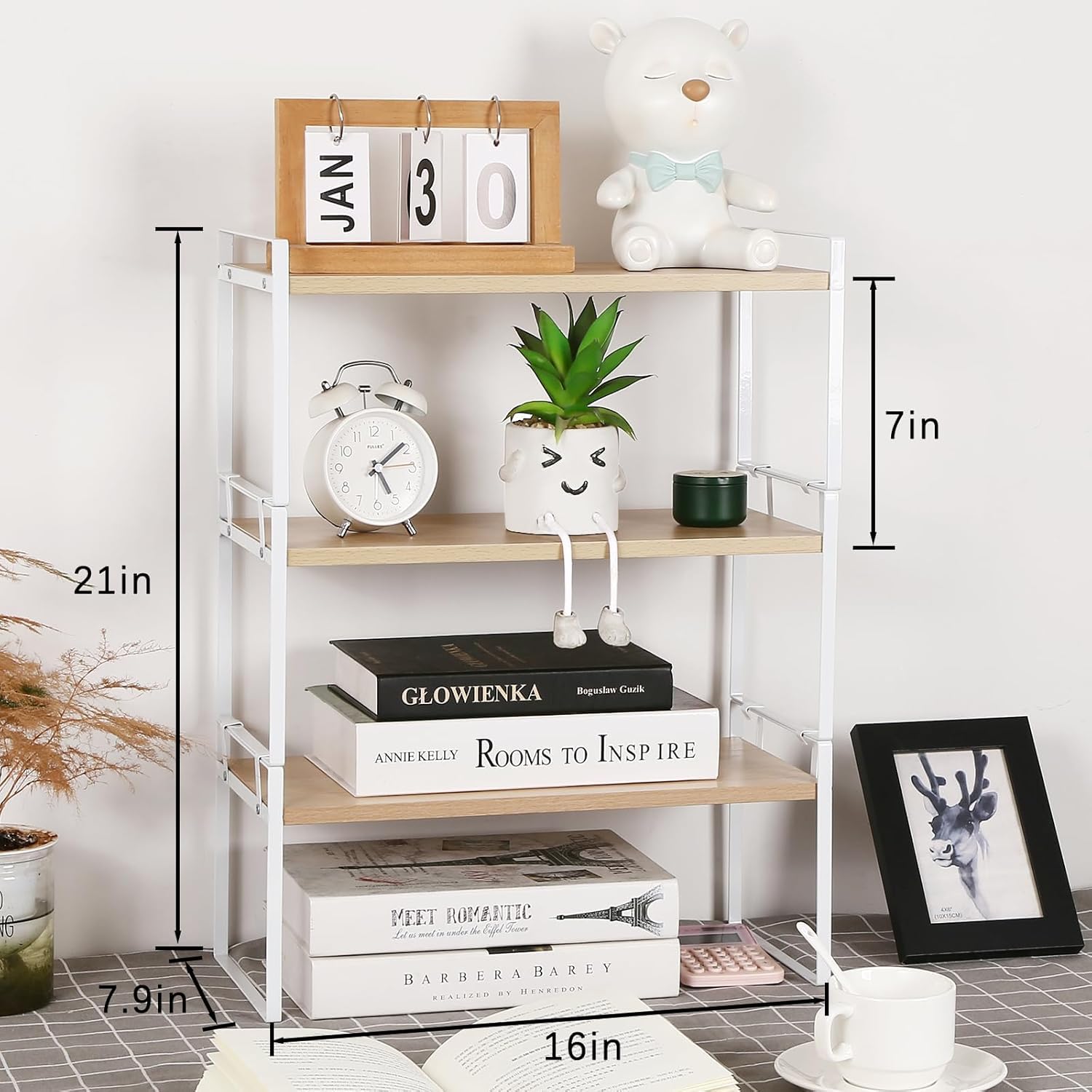Jolof Store Wood Desk Organizer – Adjustable Desktop Shelf & Bookshelf
