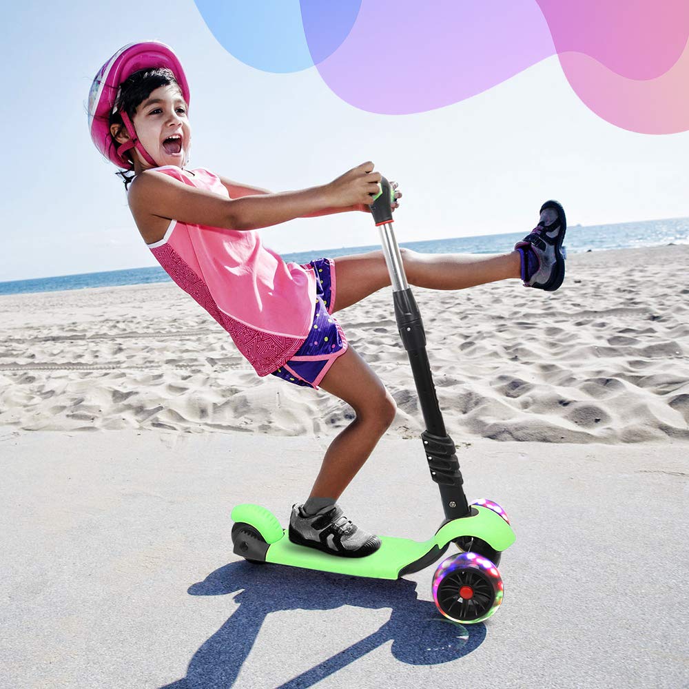YOLEO 3-in-1 Kids Kick Scooter with Removable Seat and LED Wheels