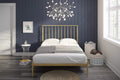 Jolof Store Giulia Modern Metal Platform Bed Frame - Gold - UK Double