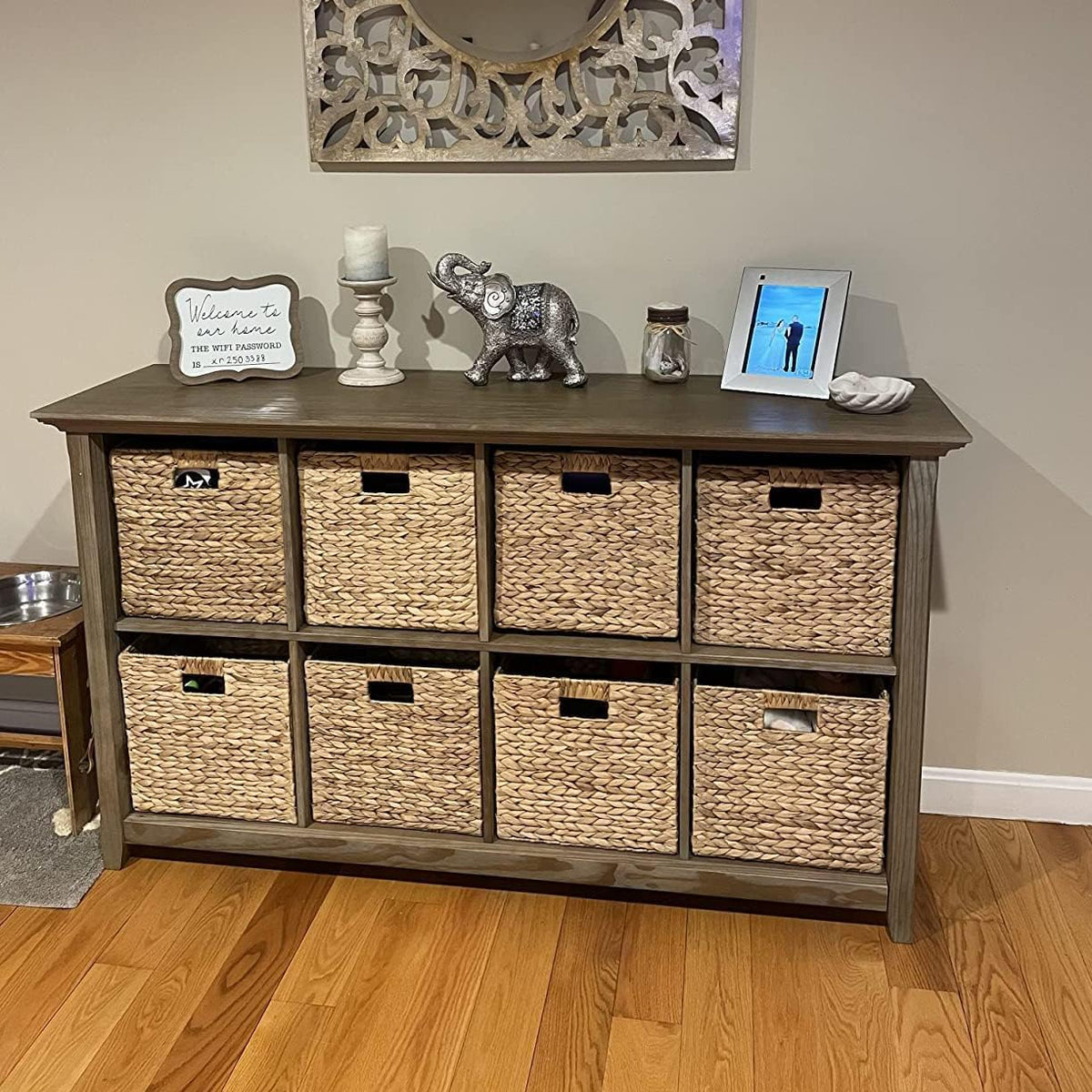 6 Pcs Water Hyacinth Storage Baskets, Square Woven Baskets under Shelf Cabinet30 x 30cm - image 3