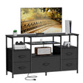 COWISH 5-Drawer Dresser TV Stand with Charging Outlets – Black