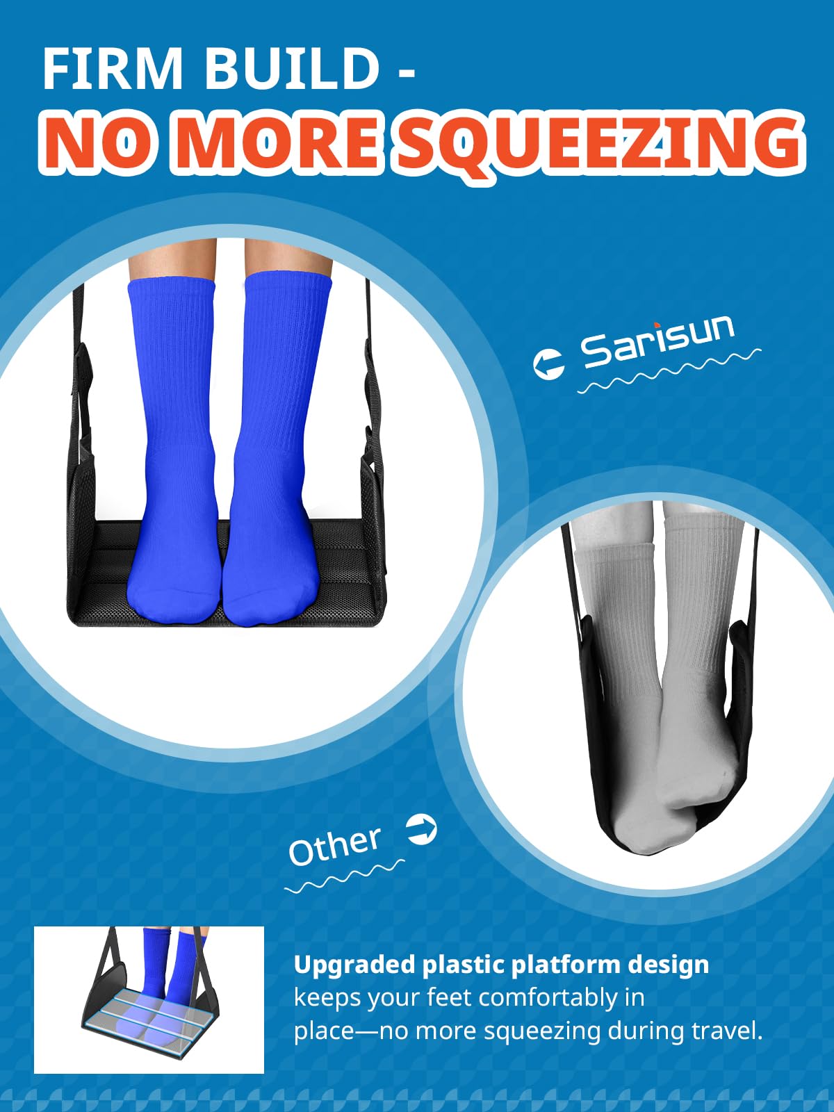 SARISUN Travel Pillow with Strap, Airplane Foot Hammock for Long Flights - image 4