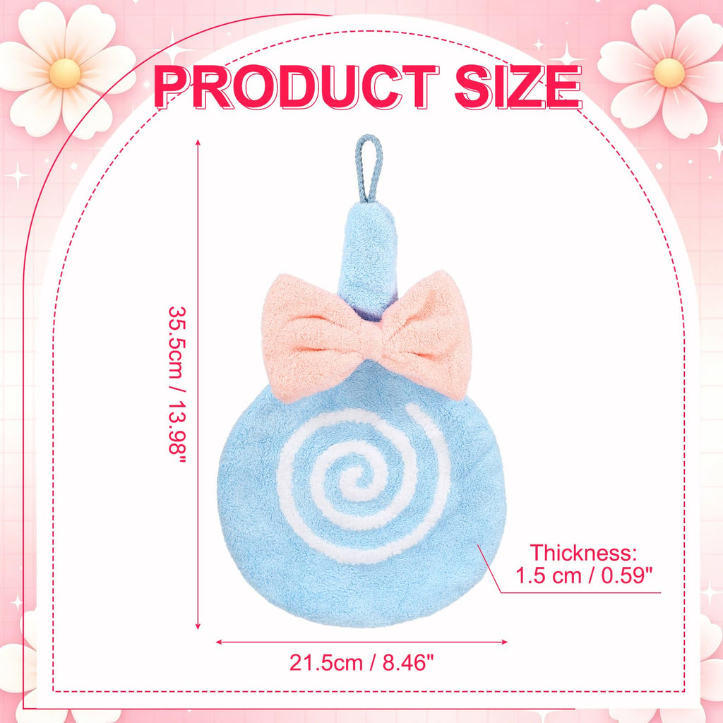 sourcing map Cute Hand Towels, Soft Coral Hanging Hand Towel with Hanging Loop, Lollipop Pattern, Highly Absorbent - image 2