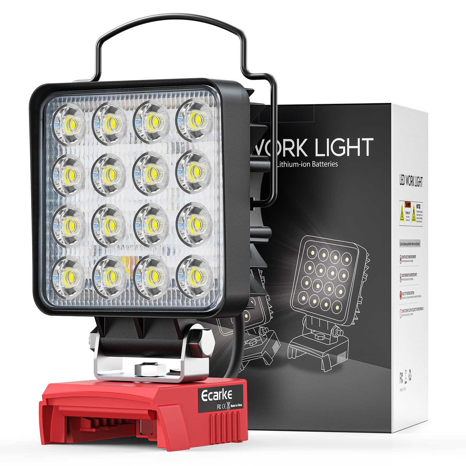 Ecarke 48W LED Work Light for Milwaukee 18V Battery | 4800LM Flashlight