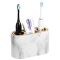 Shinowa Resin Toothbrush Holder – Marble Style Bathroom Organizer, White