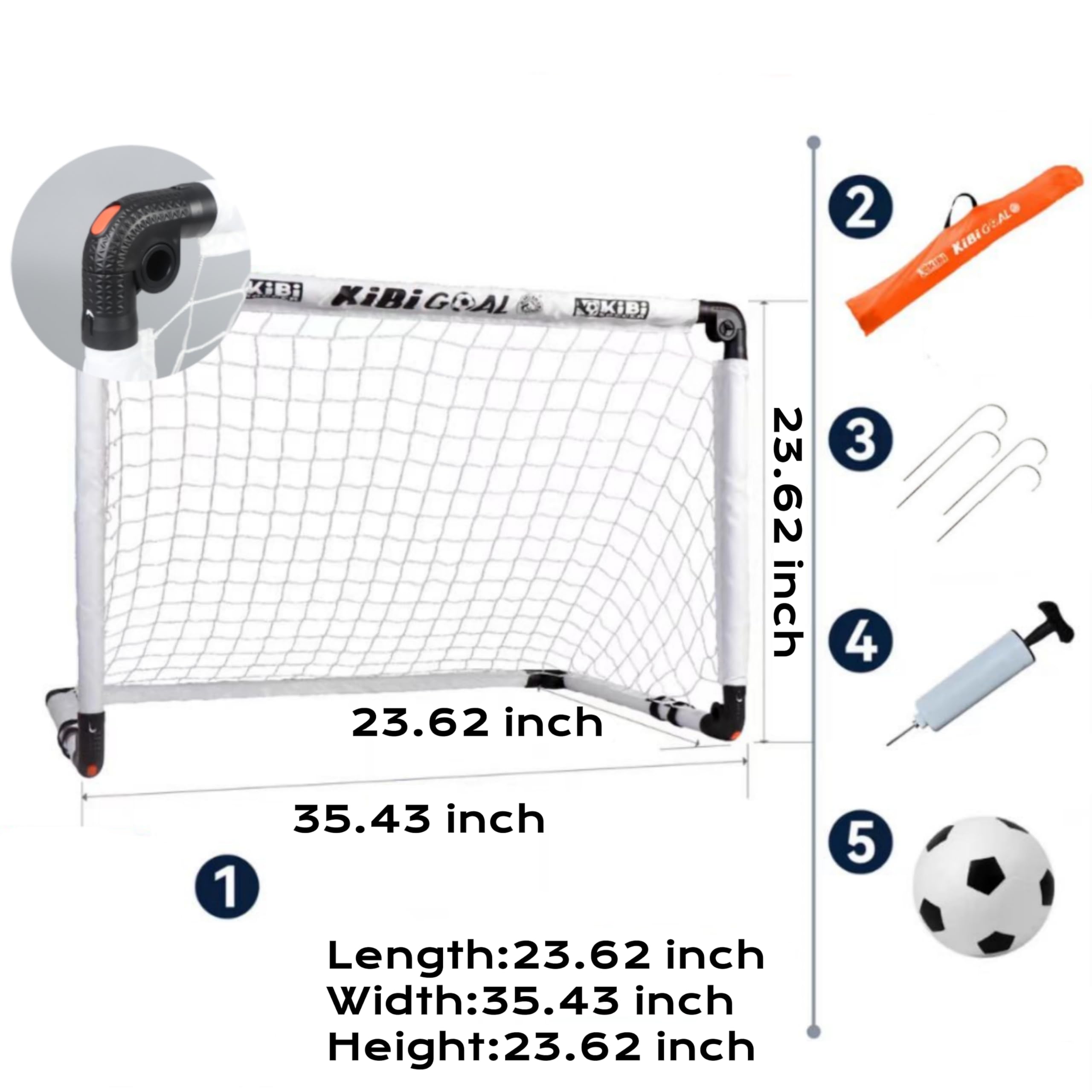 KiBiGOAL Foldable Kids Football Goal Set | Portable Mini Soccer Net