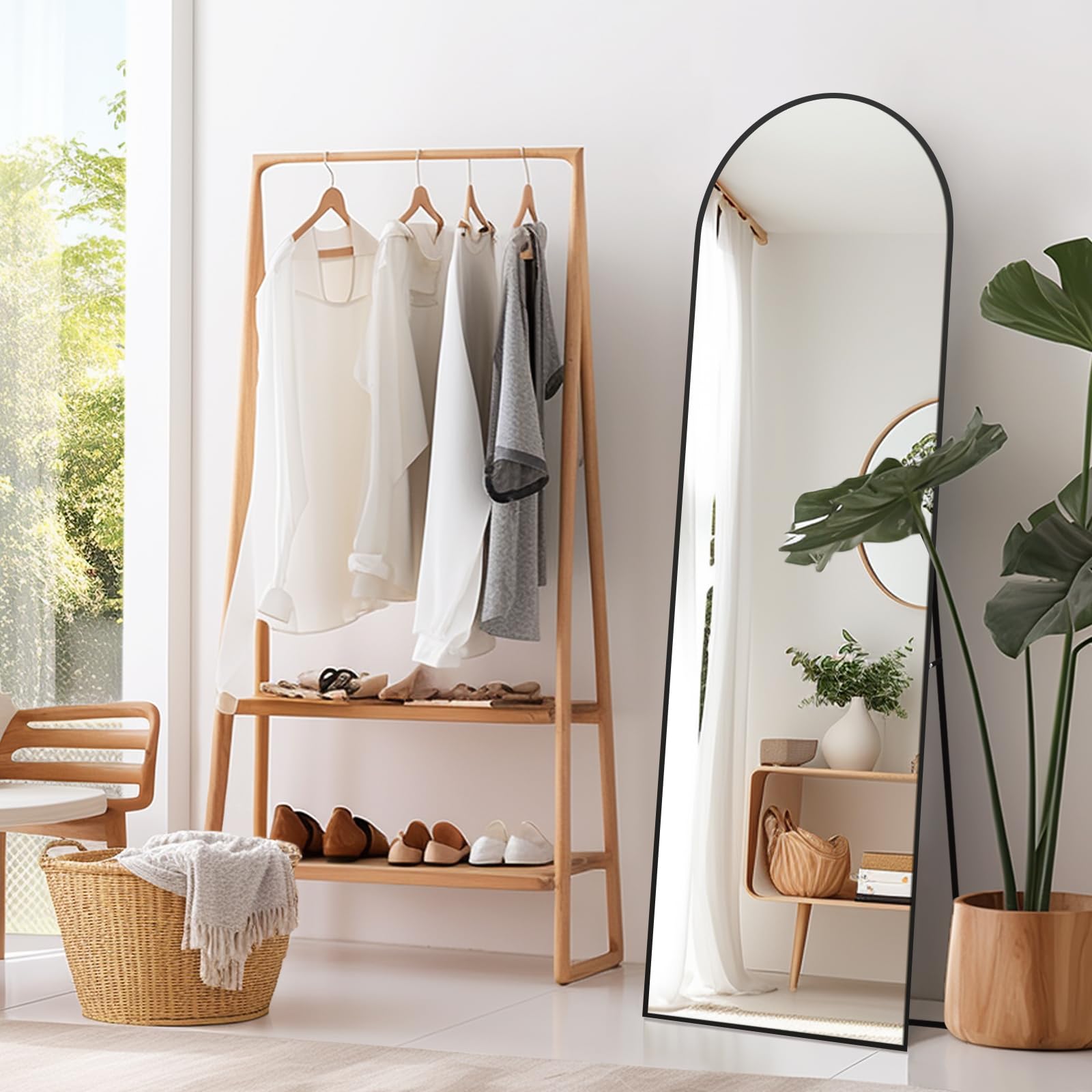 Melodieux Arch Full Length Mirror | 147x44cm Black Aluminium Frame