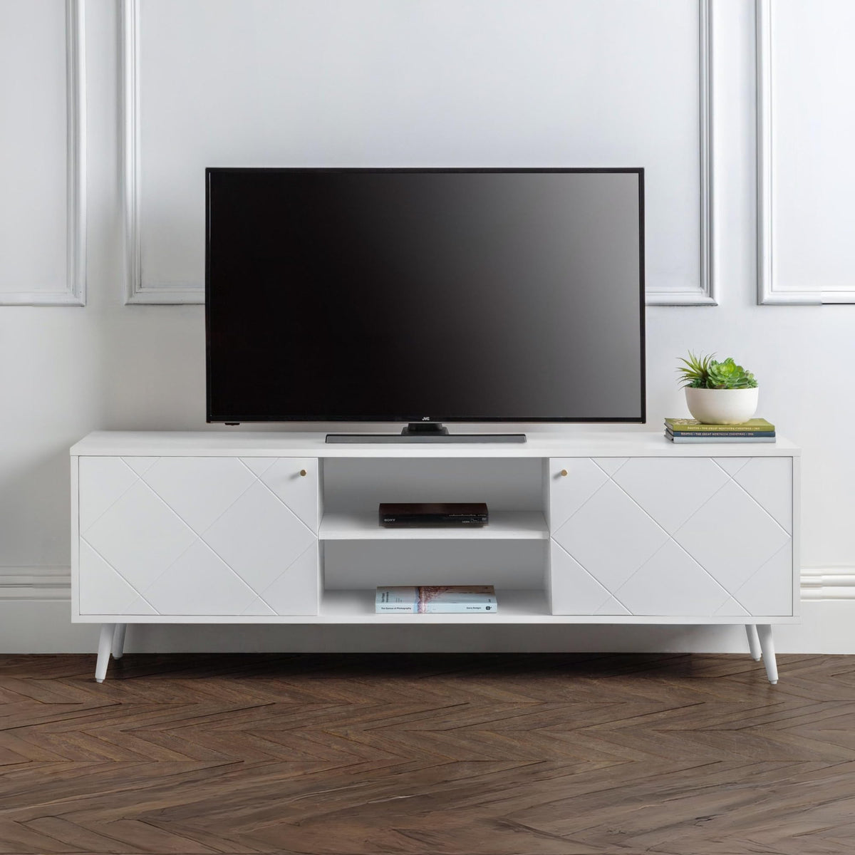 Julian Bowen Moritz TV Unit for up to 65" TVs, White - H58 x W176.5cm - image 1