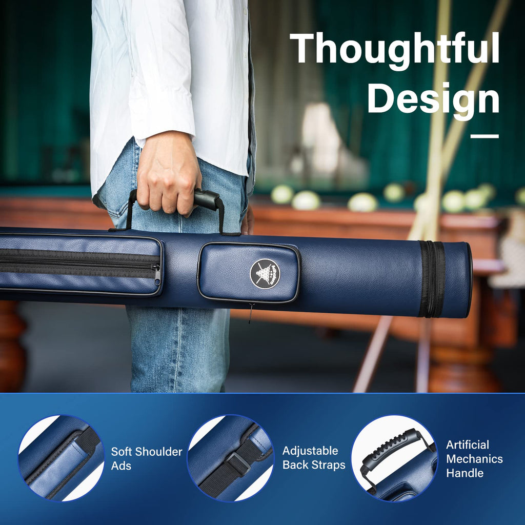 Adhafera 2x2 Hard Pool Cue Case | Faux Leather Snooker Stick Carrier