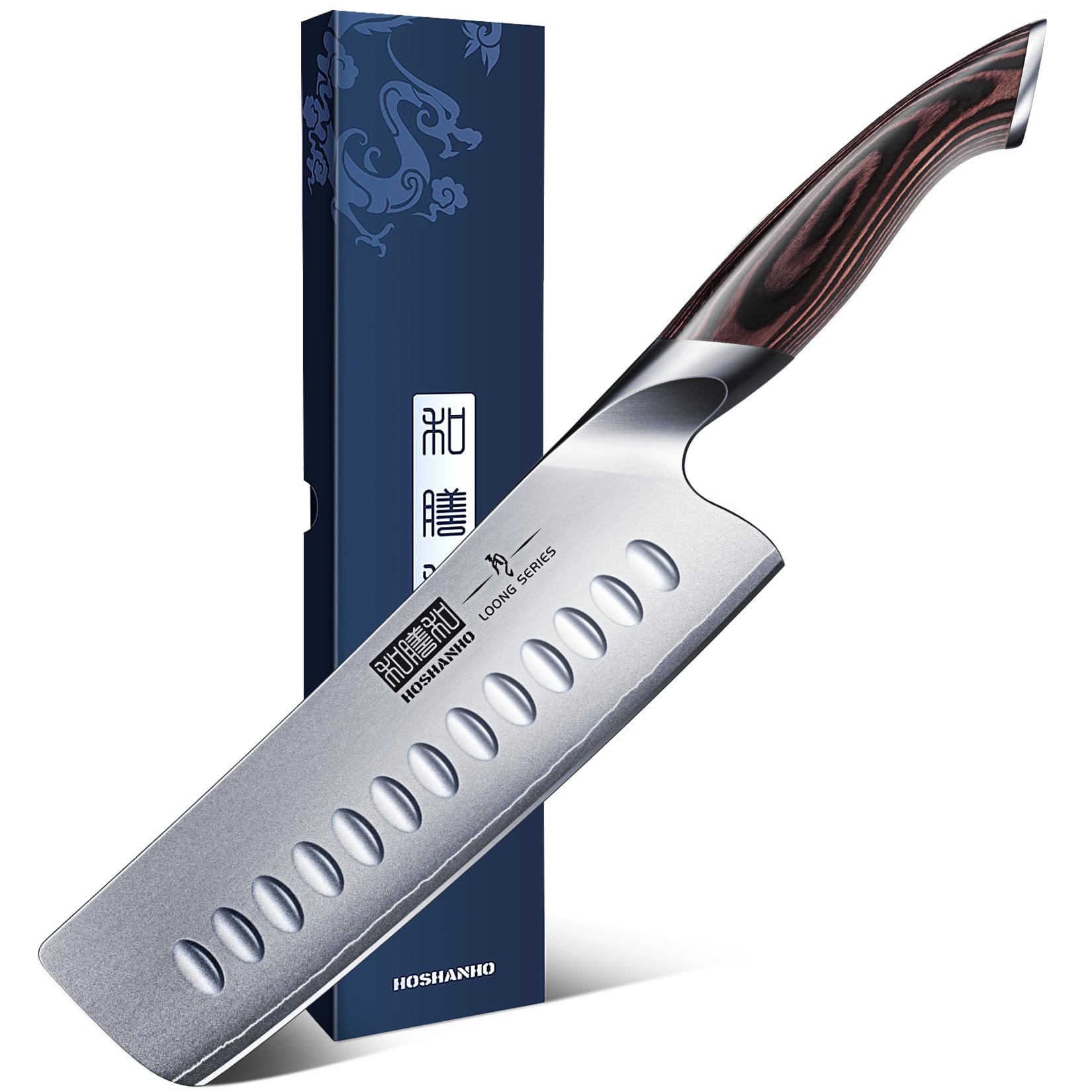 HOSHANHO 7 Inch Nakiri Knife | Japanese AUS-10 Steel & Pakkawood Handle