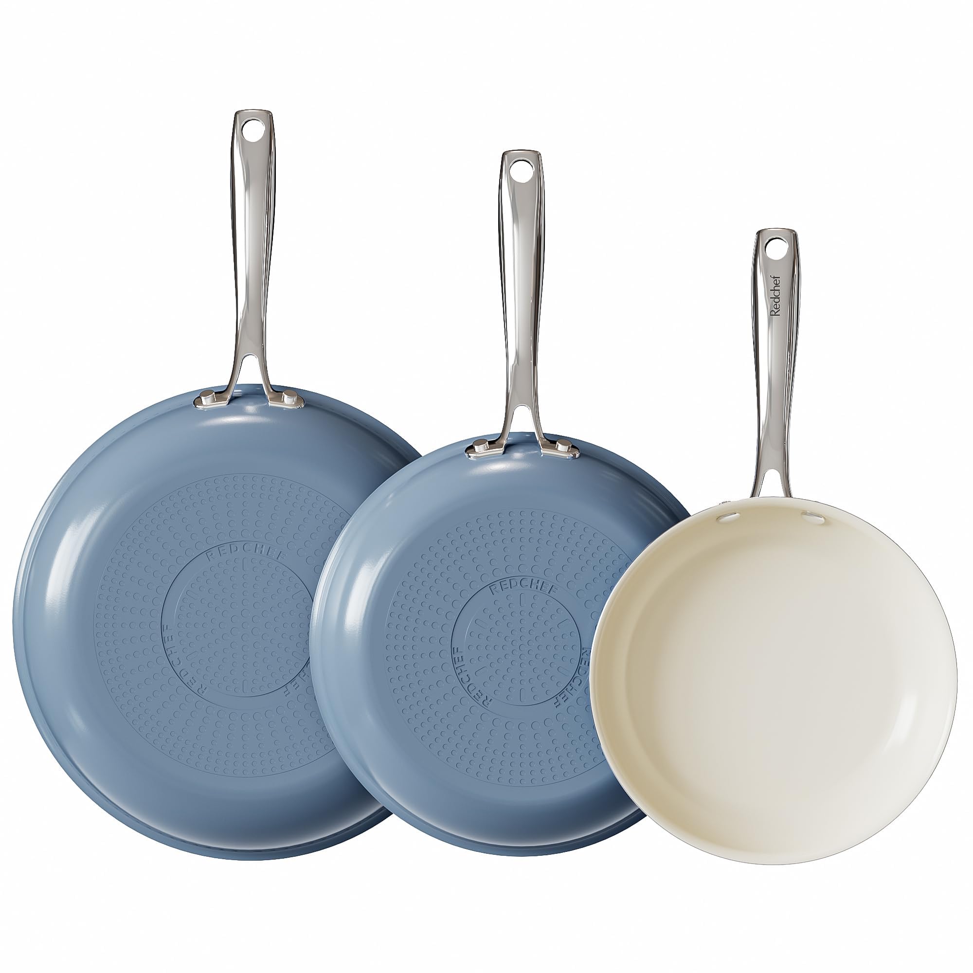 Redchef Ceramic Nonstick Frying Pan Set | 3-Piece Skillet Set, Blue