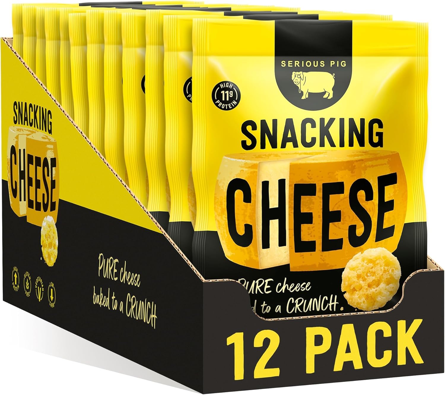 Serious Pig Snacking Cheese – High Protein Keto Crisps (12 x 24g)