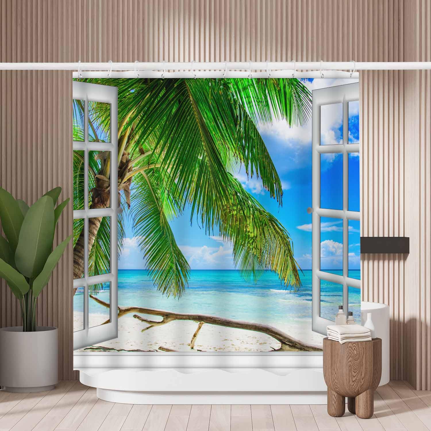 Ocean View Shower Curtain – Mold Resistant Polyester, 180x180cm