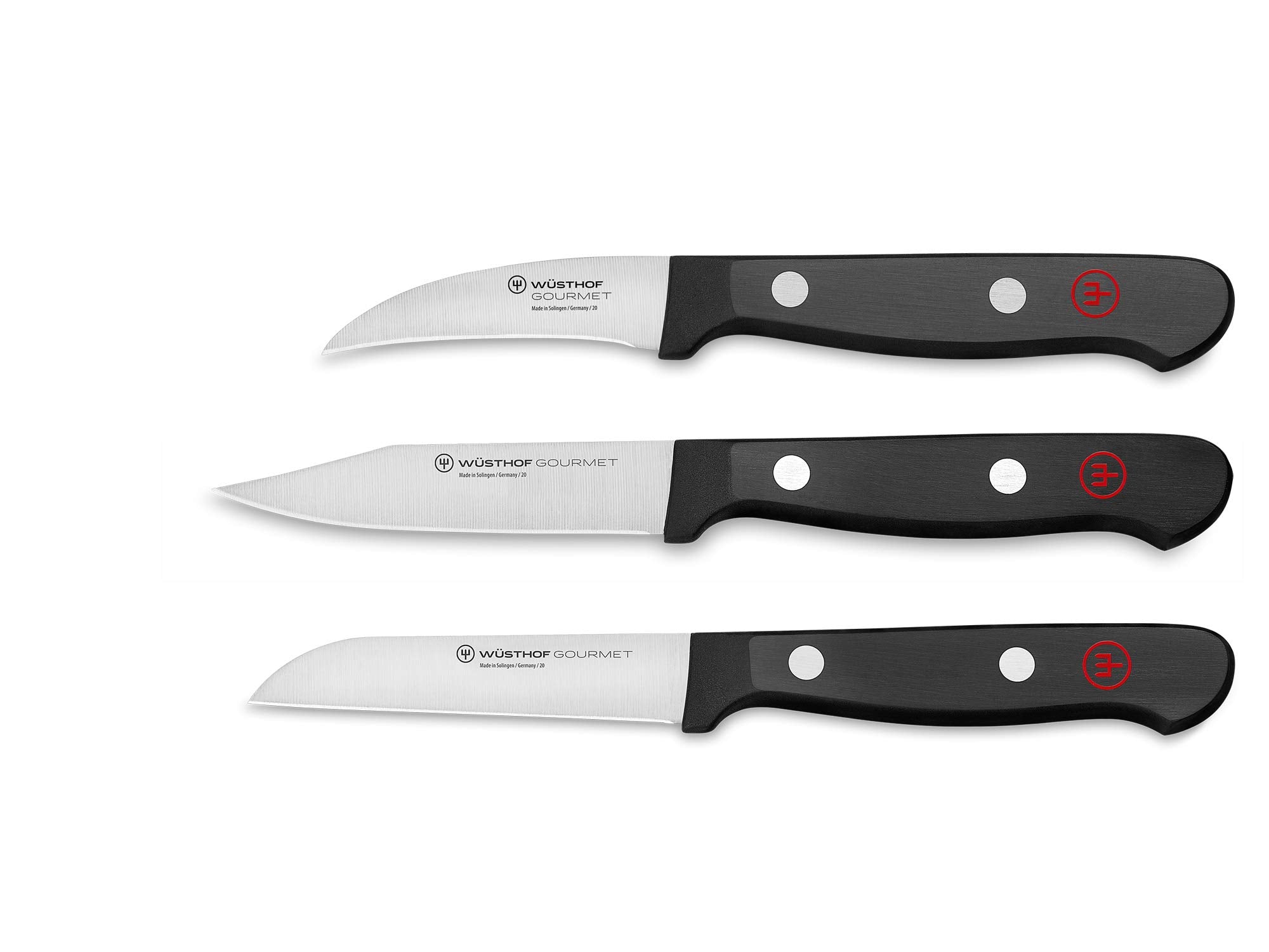 Wüsthof Gourmet 3-Piece Paring Knife Set | Black & Silver Cutlery