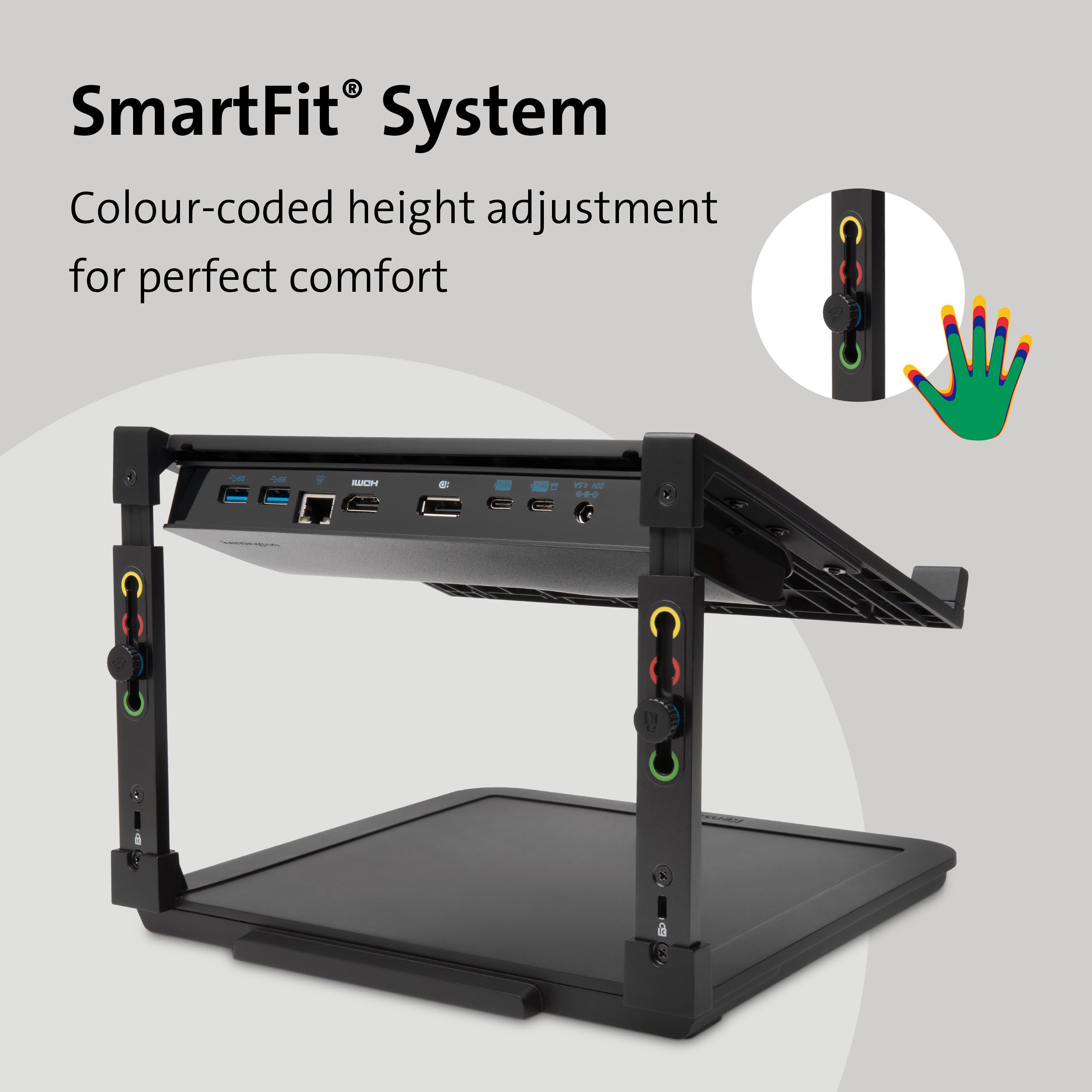 Kensington SmartFit Ergonomic Laptop Riser – Adjustable Stand for 15.6"