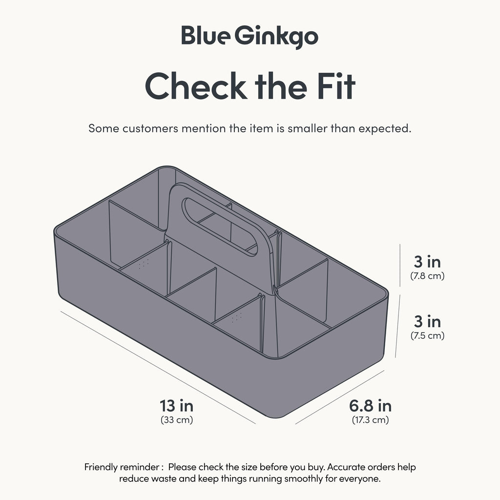 BLUE GINKGO Stackable Organizer Caddy – Korean-Made Portable Tote for Bathroom, Office, Crafts, or School Supplies Long Rectangle, Grey - image 3