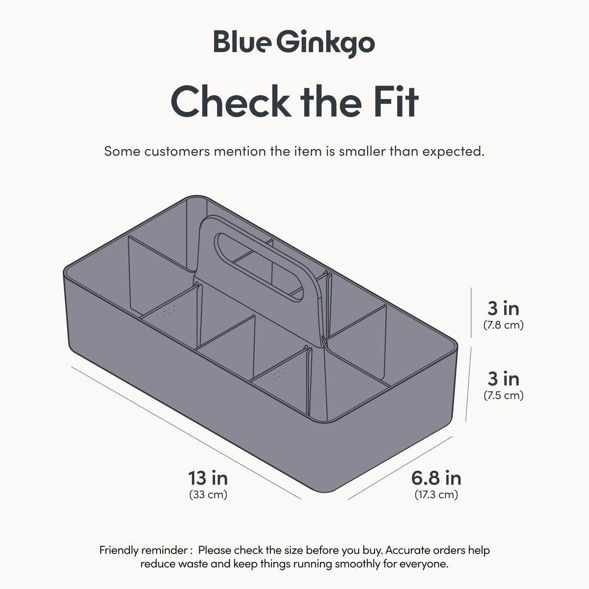 BLUE GINKGO Stackable Organizer Caddy – Korean-Made Portable Tote for Bathroom, Office, Crafts, or School Supplies Long Rectangle, Grey - image 3