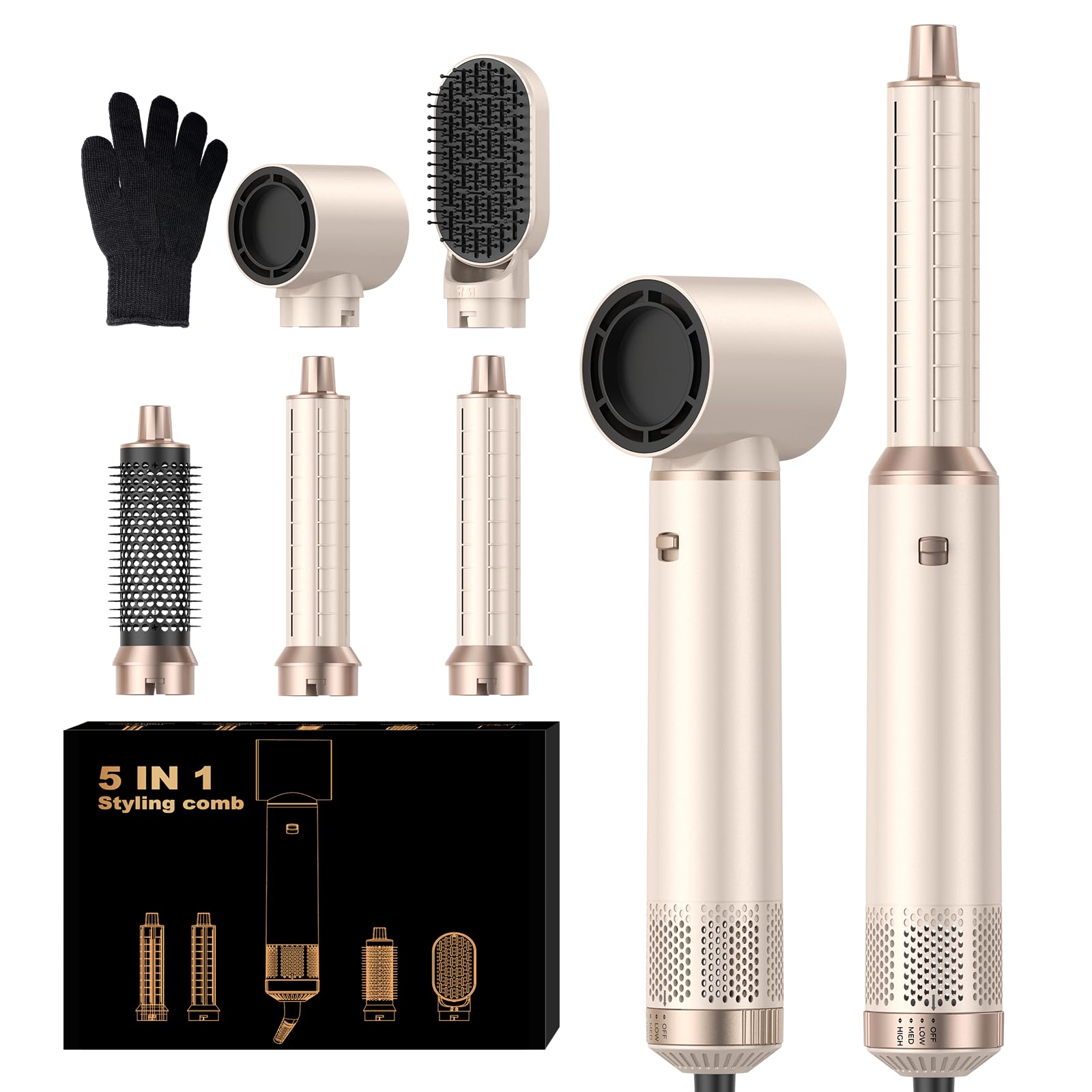 5-in-1 Airstyler | Ionic Hot Air Brush & Hair Curler Set