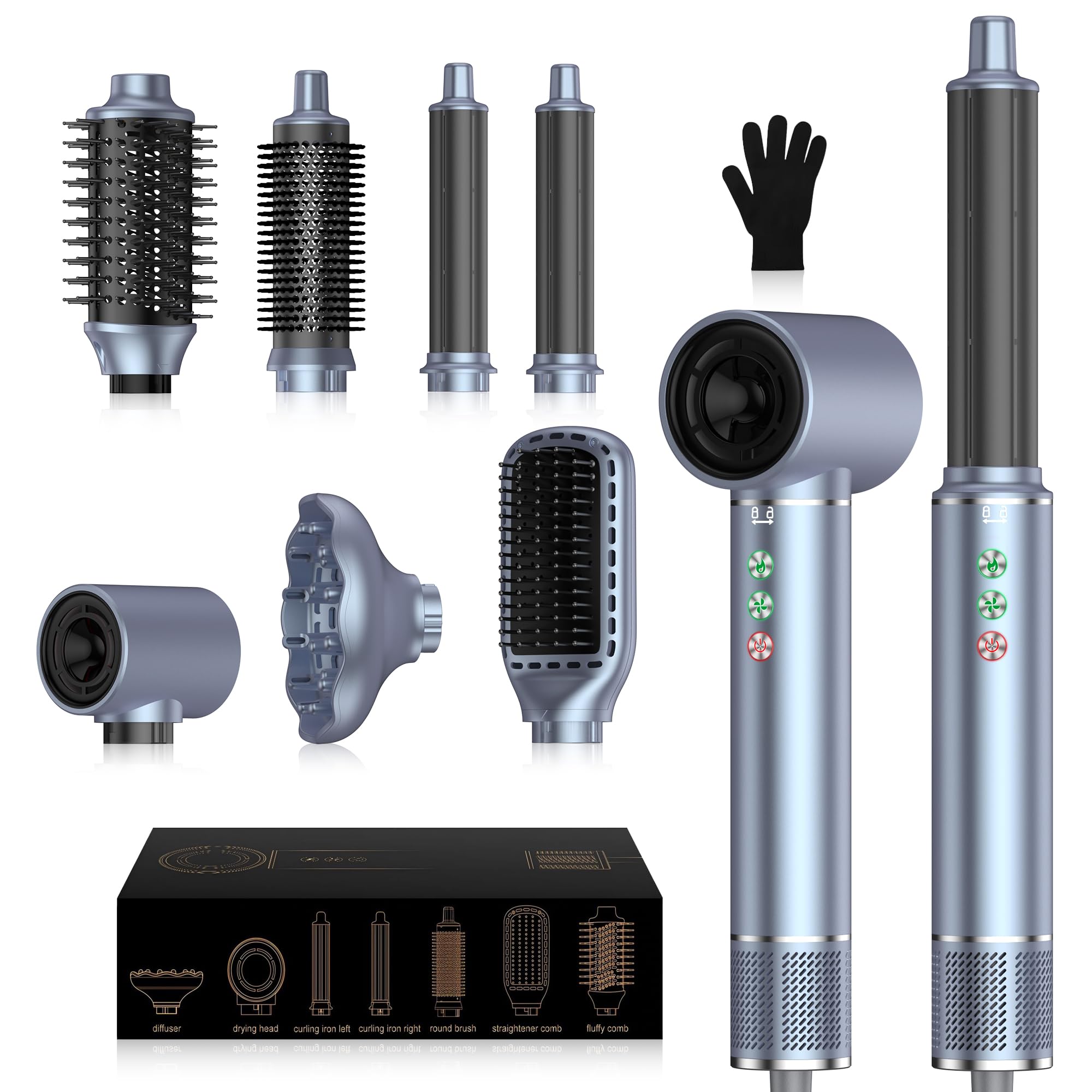 Jolof Store 7-in-1 Magic Styler | 110,000 RPM Ionic Hair Dryer & Curler
