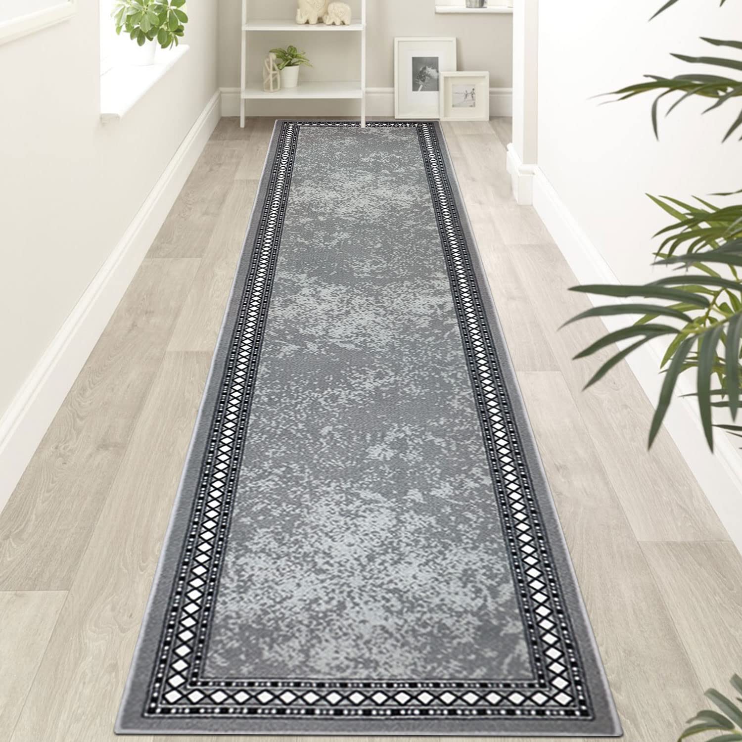 Homcomodar Hallway Runner Rug - 65x300cm Non-Slip Washable Nylon Carpet