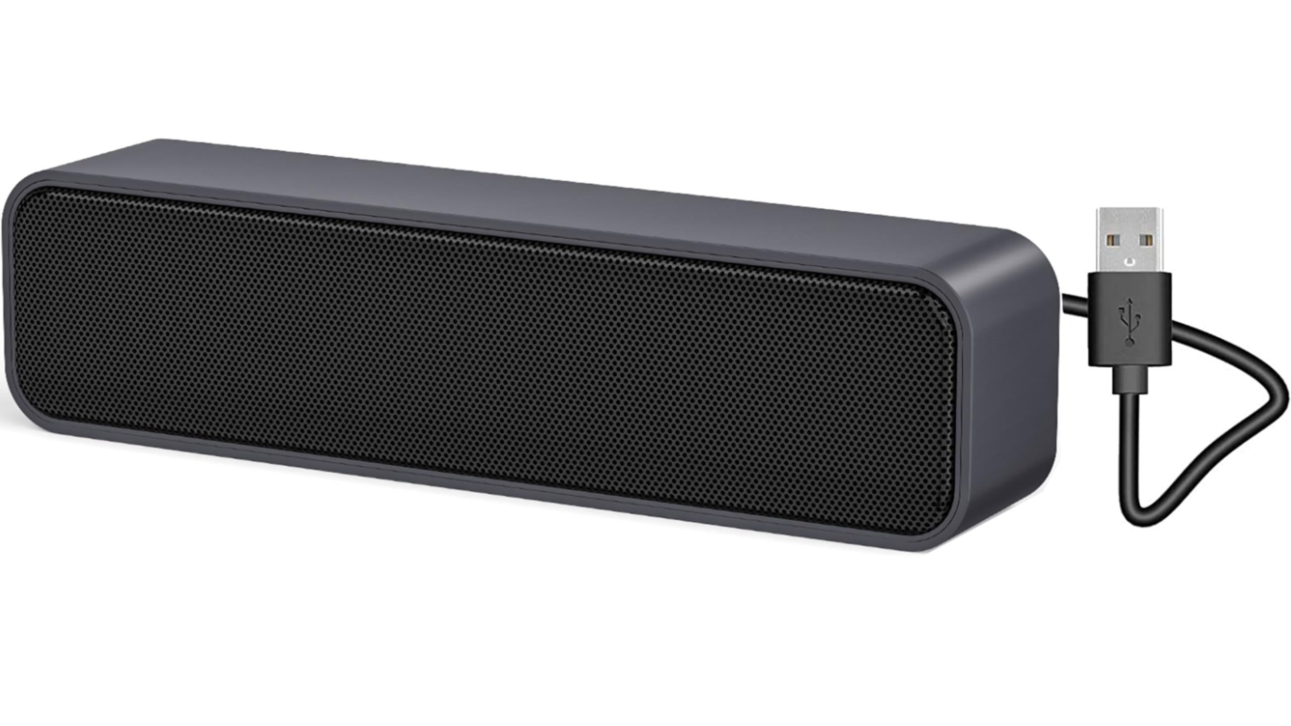 ADELGO Mini Portable Soundbar – USB Powered Desktop PC Speaker (Gray)