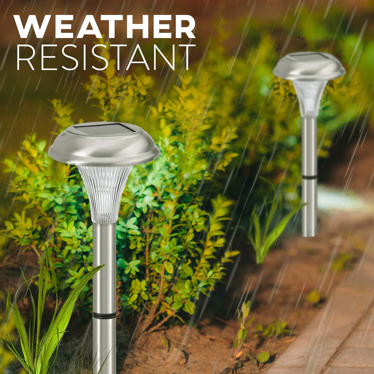 Solar Garden Lights – 8 Pack Stainless Steel Path Lights