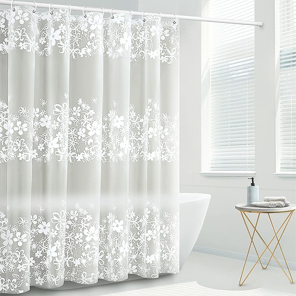 Jolof Store Floral PEVA Shower Curtain – Waterproof Mold Resistant Liner