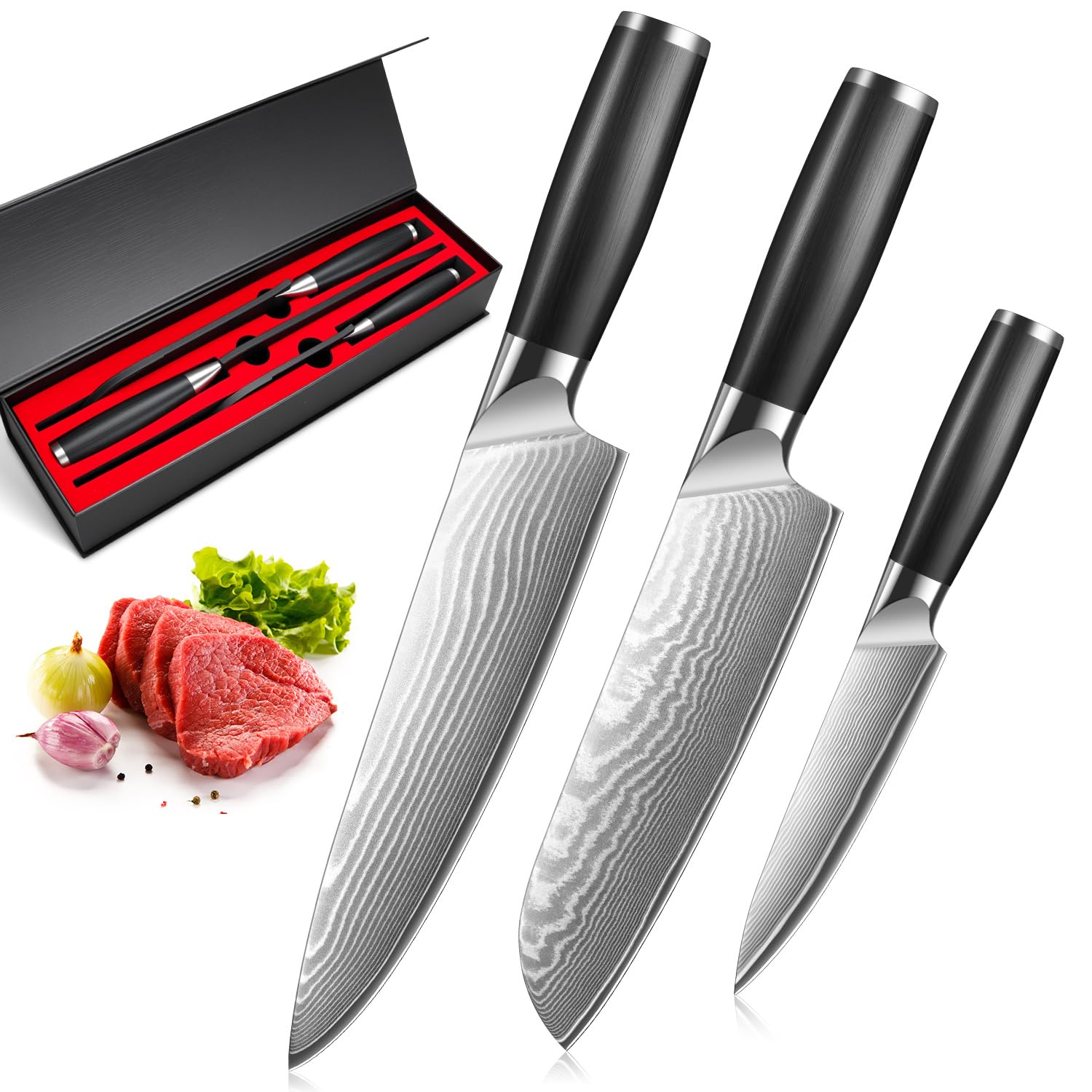 BILLION DUO 3-Piece Kitchen Knife Set | Stainless Steel Chef Knives