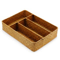 DECRAFTS Seagrass Storage Basket with Compartments Utensil Tray for Organization Silverware Flatware Rectangular Shelf Baskets with 4 Sections Natural - image 1