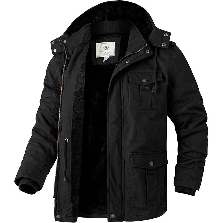 WenVen Men's Winter Parka – Thick Fleece Lined Hooded Military Jacket