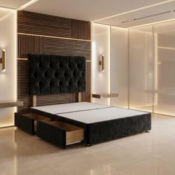 Bed Centre Ziggy Plush Small Single Divan Base 30" Headboard, Black, 0 Draw - image 1