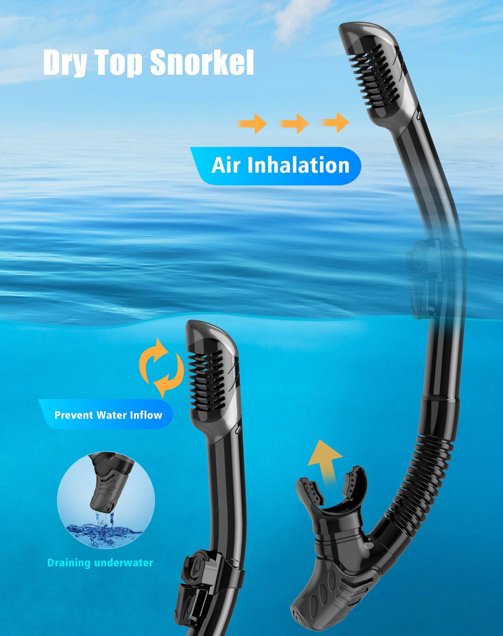 Lealinga 2-Pack Snorkel Set | Anti-Fog Panoramic Mask & Dry Top Snorkel