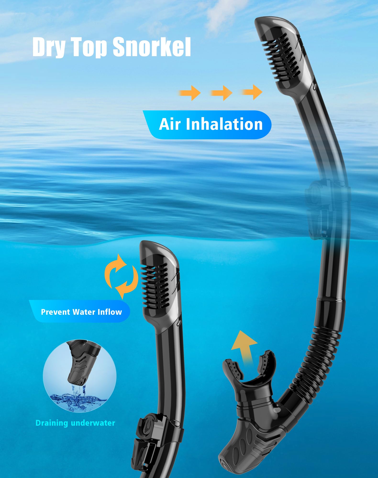 Lealinga 2-Pack Snorkel Set | Anti-Fog Panoramic Mask & Dry Top Snorkel