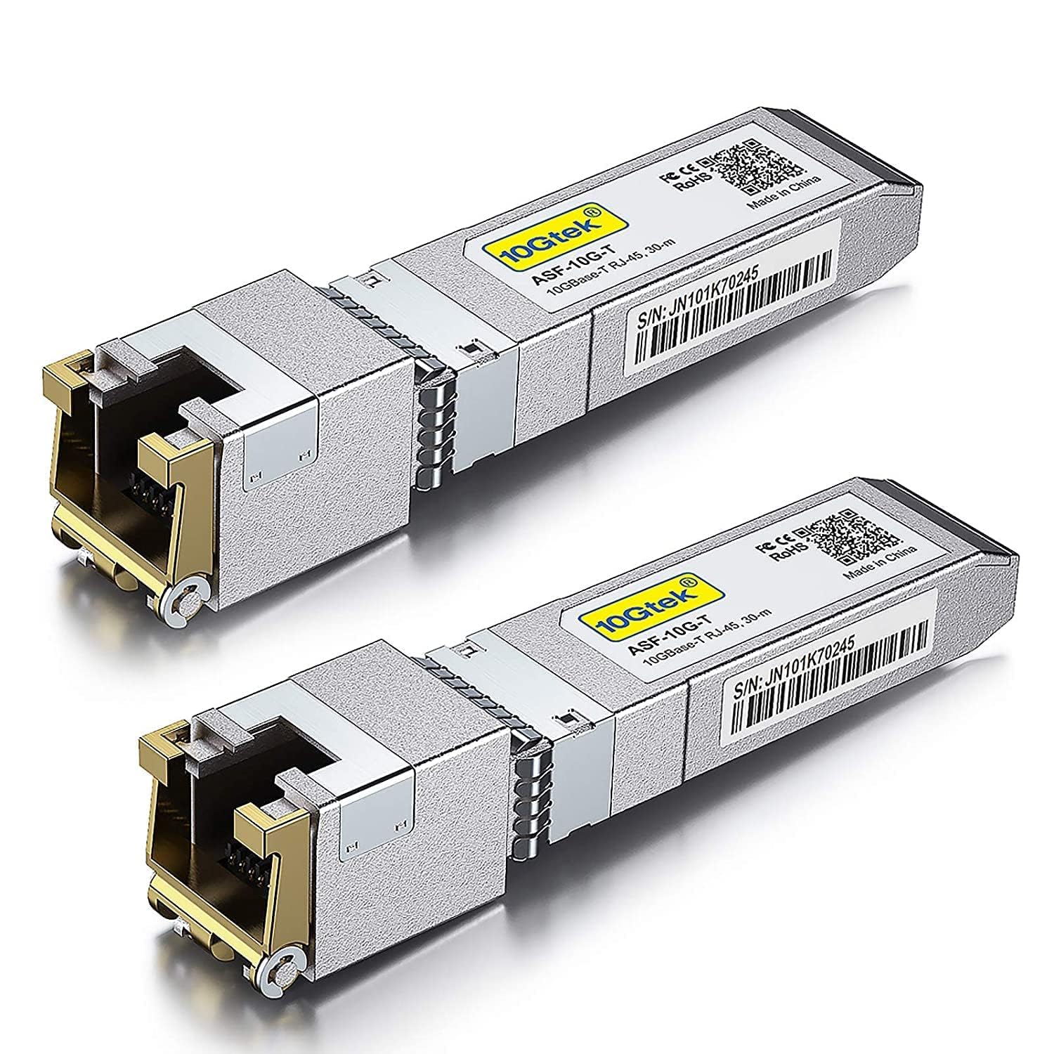 10Gtek 10GBase-T SFP+ RJ-45 Copper Transceiver for Cisco & Ubiquiti (2 Pack)