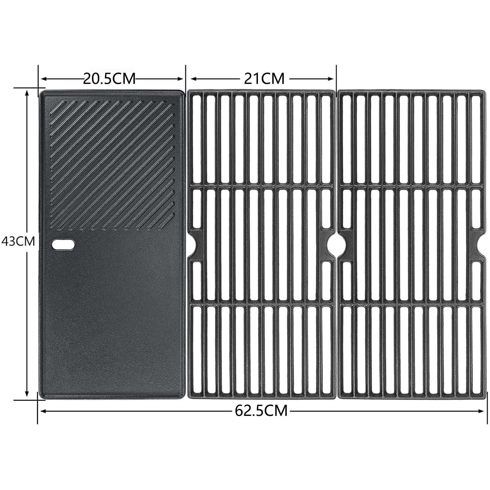 GFTIME Cast Iron Grill Grates & Griddle for Enders Boston 3, 43x62.5cm