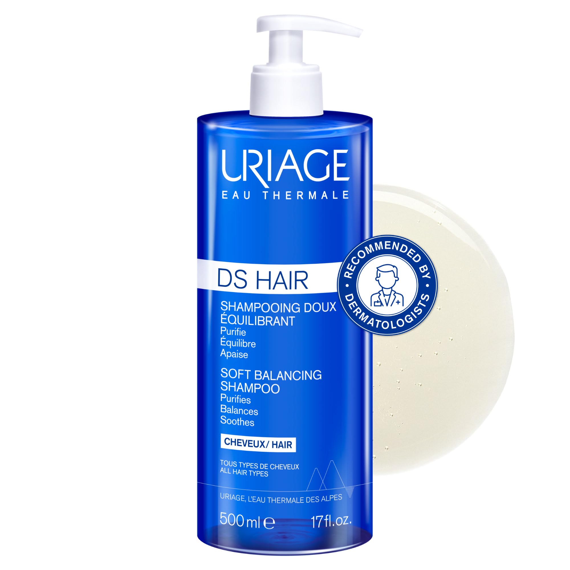 Uriage DS Hair Soft Balancing Shampoo for Sensitive Scalps - 500ml