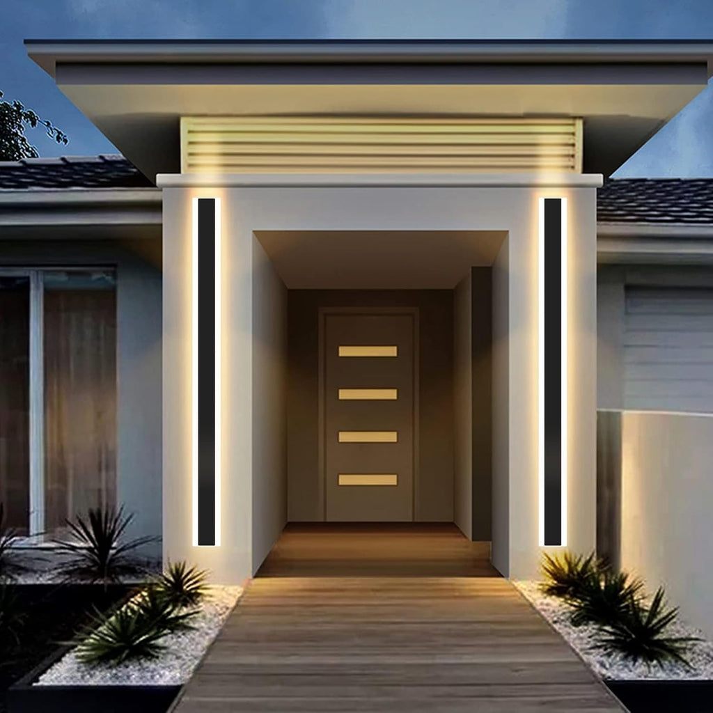 Mikeru 120cm LED Outdoor Wall Light – 42W IP65 Modern Black Sconce