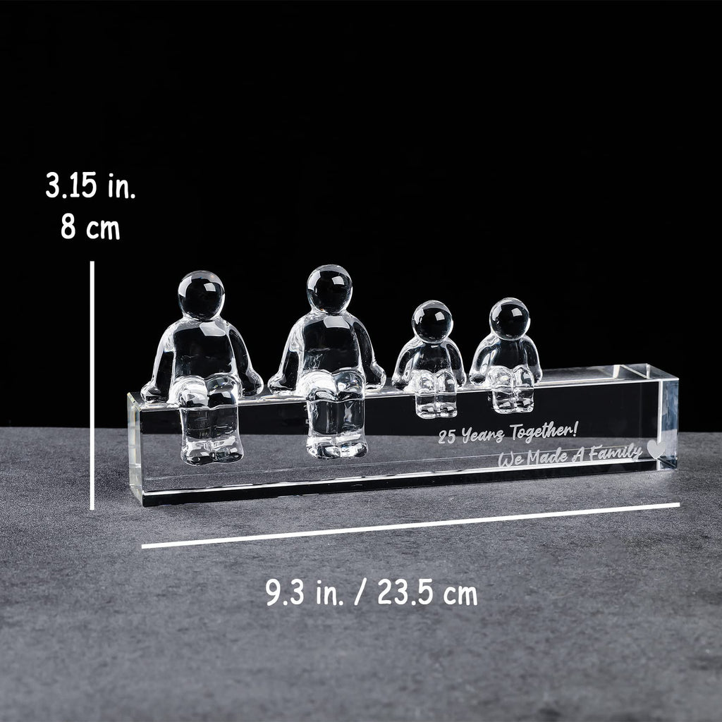 Movdyka 25th Wedding Anniversary Crystal Family Sculpture Keepsake Gift